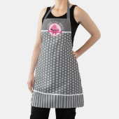 Roze koekje met gebogen tekst Grijze poka Dot bakk Schort (Insitu)