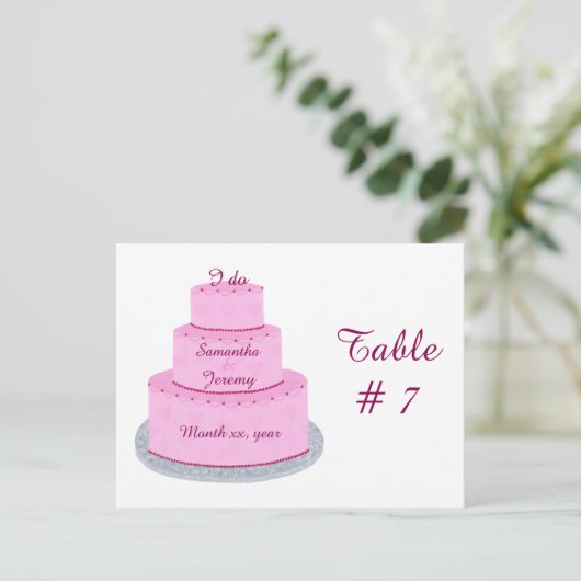 Roze koekje met het nummer van de bruiloft briefkaart (Staand voorkant)