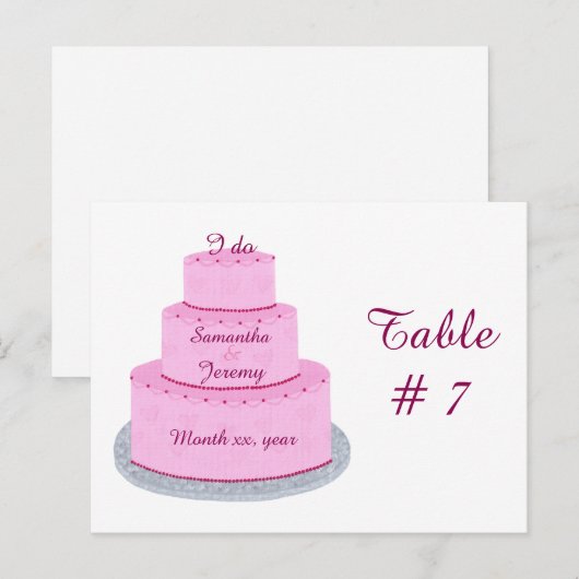 Roze koekje met het nummer van de bruiloft briefkaart (Voorkant / Achterkant)
