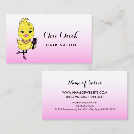 Roze koekje met penseelhaar en penseelzout visitekaartje (Voorkant / Achterkant)