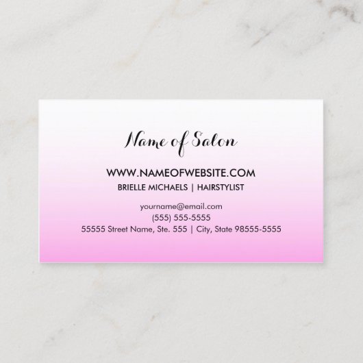 Roze koekje met penseelhaar en penseelzout visitekaartje (Achterkant)