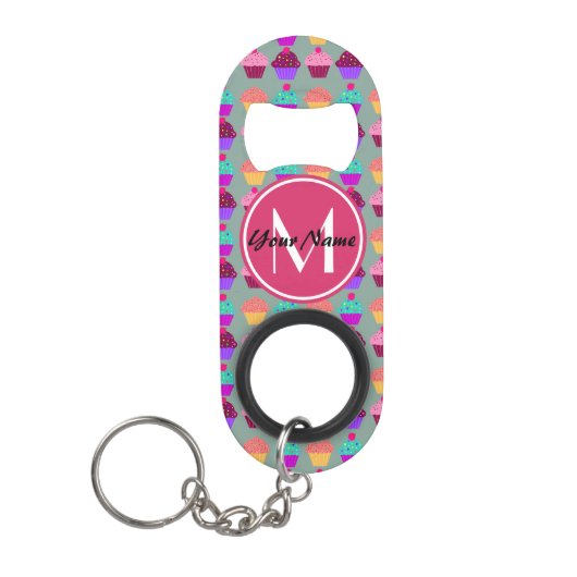 Roze koekje Persoonlijke Naam, Douane Monogram Mini Flessenopener (Voorkant)
