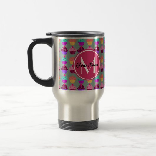 Roze koekje Persoonlijke Naam, Douane Monogram Reisbeker (Links)