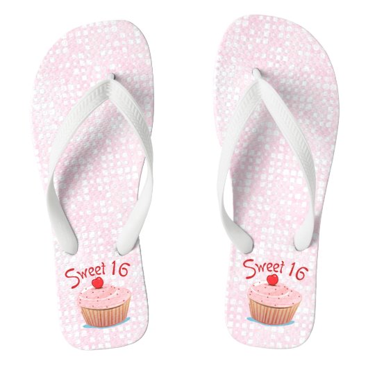 Roze koekje Sweet 16 16th Birthday Teenslippers (Voetbed)