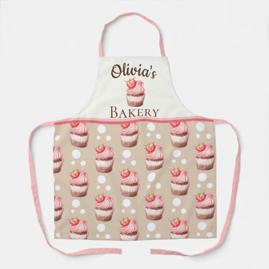 Roze koekjes Aangepaste naam bakkerij Schort (Voorkant)