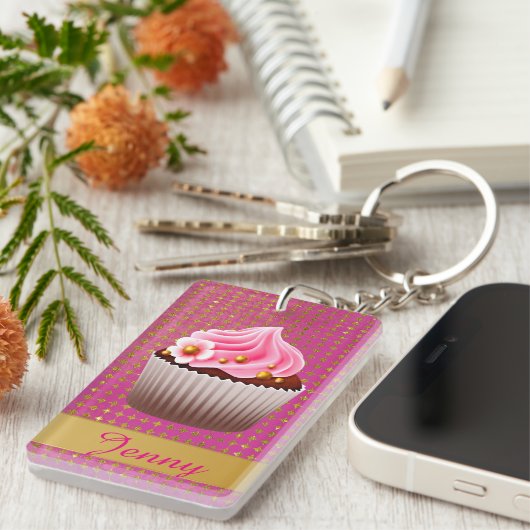  roze koekjes Aangepaste Sleutelhanger (Voorkant Rechts)