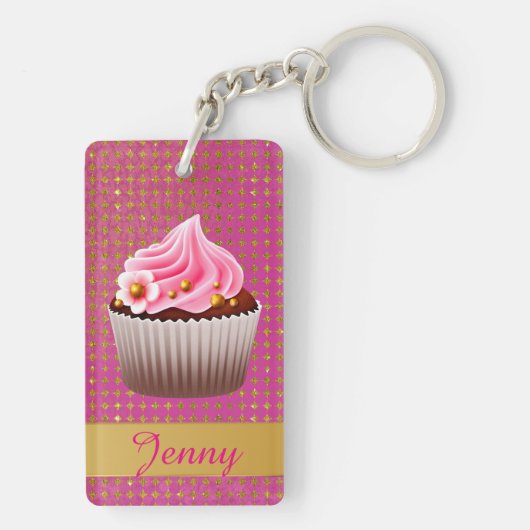 roze koekjes Aangepaste Sleutelhanger (achterkant)