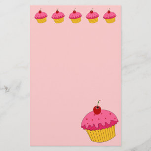 Roze koekjes en bakkerijproducten briefpapier