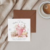 Roze koekjes en cacao vakantie partij nodigen uit kaart