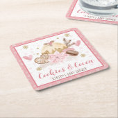Roze Koekjes en Cacaobabyshower Kartonnen Onderzetters (Schuin)