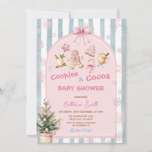 Roze koekjes en cacaovlokken baby shower kaart