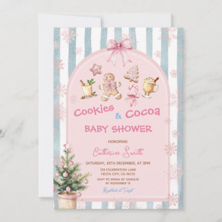Roze koekjes en cacaovlokken baby shower kaart