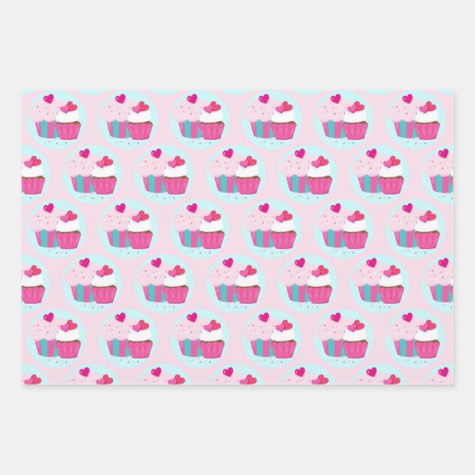 Roze koekjes en harten inpakpapier vel (Voorkant)