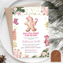 Roze koekjes Gingerbread Oh Snap Baby shower