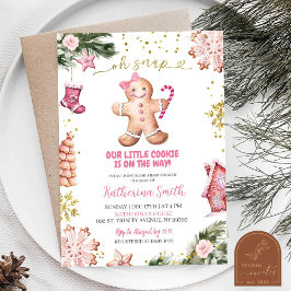 Roze koekjes Gingerbread Oh Snap Baby shower Kaart