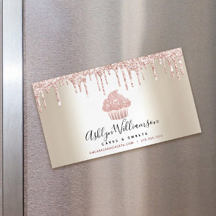 Roze koekjes Glitter Drift Pastry Chef Bakery Gold Magnetisch Visitekaartje