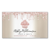 Roze koekjes Glitter Drift Pastry Chef Bakery Gold Magnetisch Visitekaartje (Voorkant)
