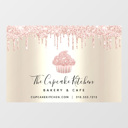Roze koekjes Glitter Drift Pastry Chef Bakery Gold Raamsticker (Vel)
