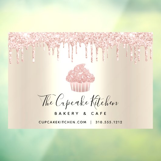 Roze koekjes Glitter Drift Pastry Chef Bakery Gold Raamsticker (Vel 3)