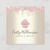 Roze koekjes Glitter Drift Pastry Chef Bakery Gold Vierkante Visitekaartje (Voorkant)