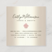 Roze koekjes Glitter Drift Pastry Chef Bakery Gold Vierkante Visitekaartje (Achterkant)