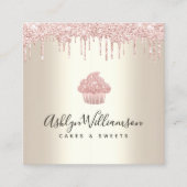 Roze koekjes Glitter Drivers Bakkerij Chef Gold Vierkante Visitekaartje (Voorkant)