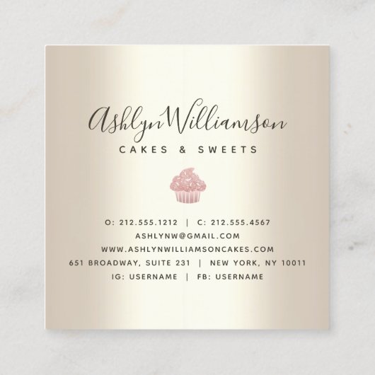 Roze koekjes Glitter Drivers Bakkerij Chef Gold Vierkante Visitekaartje (Achterkant)