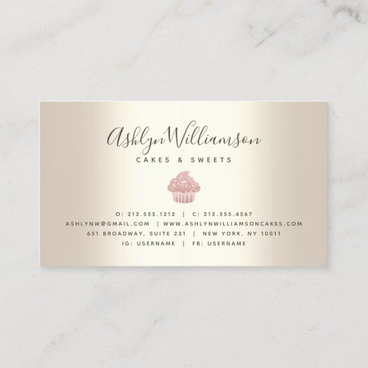 Roze koekjes Glitter Drivers Bakkerij Chef Gold Visitekaartje (Achterkant)