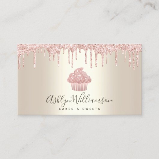 Roze koekjes Glitter Drivers Bakkerij Chef Gold Visitekaartje (Voorkant)