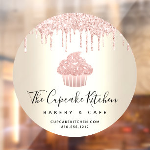 Roze koekjes Glitter Drives Bakery Café Gold Raamsticker