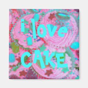 Roze koekjes "i love cake"-koelkast magnet
