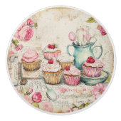 Roze koekjes keramische knop (Voorkant)