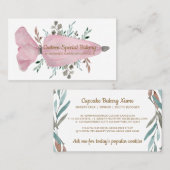 Roze koekjes met pijplijn, gehakt crèmebakkerij visitekaartje (Voorkant / Achterkant)