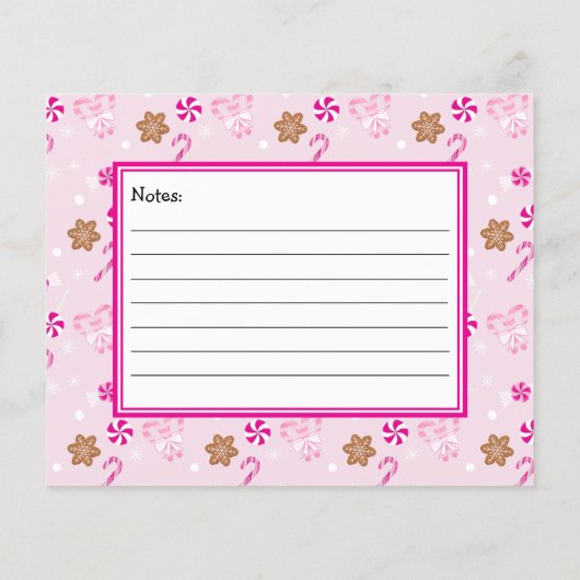 Roze koekjes voor Santa Candy Cane Recept Kaart (Achterkant)