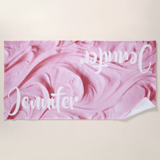 Roze koekjes, voorkant strandlaken (Voorkant)