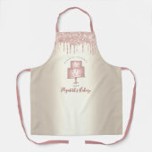 Roze koekjesbakkerij Chef Glitter Drift Script Gol Schort (Voorkant)