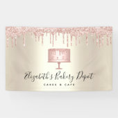 Roze koekjesbakkerij Chef Glitter Drift Script Gol Spandoek (Horizontaal)