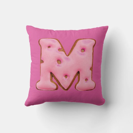 Roze Koekjesbrief M Kinder/Sierkussen van het kind Kussen (Achterkant)