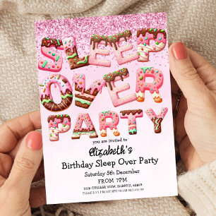 Roze Koekjesbrief Sleepover Verjaardagsfeest Kaart