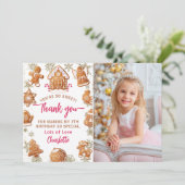 Roze koekjesbrood Koekjeskoekjes Versirend Birthda Bedankkaart (Staand voorkant)