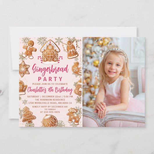 Roze koekjesbrood Koekjeskoekjes Versirend Birthda Kaart (Voorkant)