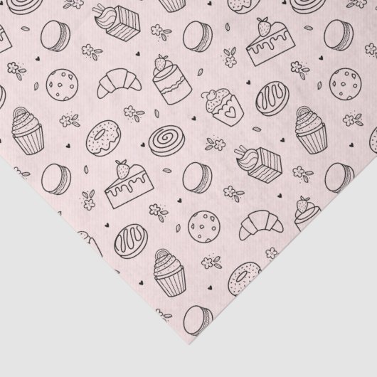 Roze koekjesdessert Bakery Tissuepapier (Detail)