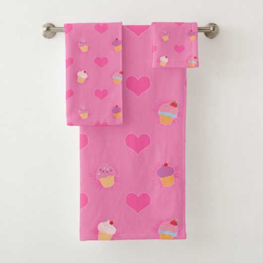 Roze koekjespatroon bad handdoek (Insitu)