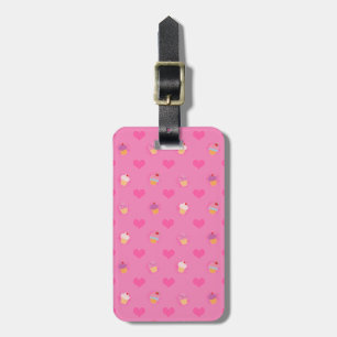 Roze koekjespatroon bagagelabel