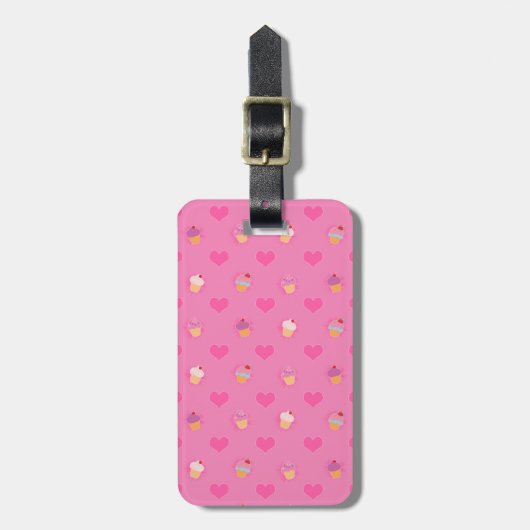 Roze koekjespatroon bagagelabel (Voorkant verticaal)