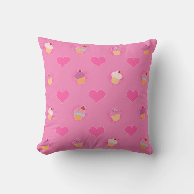 Roze koekjespatroon kussen (Voorkant)