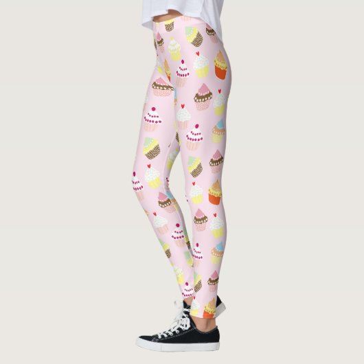 Roze koekjespatroon leggings (Links)