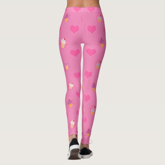 Roze koekjespatroon leggings (Achterkant)