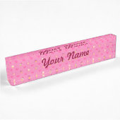 Roze koekjespatroon naambordje