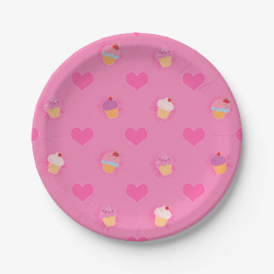 Roze koekjespatroon papieren bordje